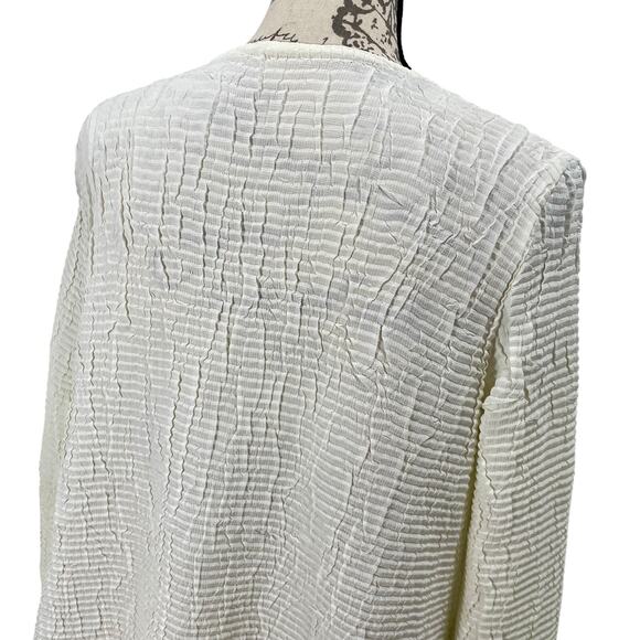 Y2K Babette White Crinkle Artsy Snap Button Square Pocket Shirt Jacket - Small - Picture 4 of 8